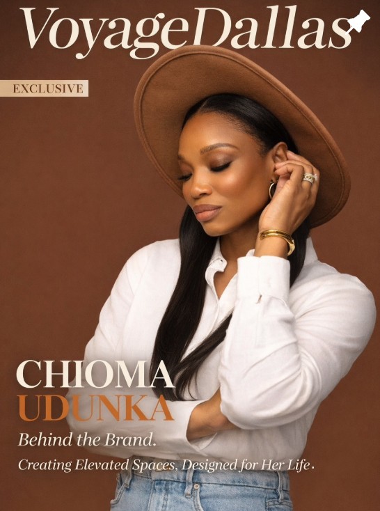Chioma Udunka, founder of Chi's Nest, on the cover of VoyageDallas
